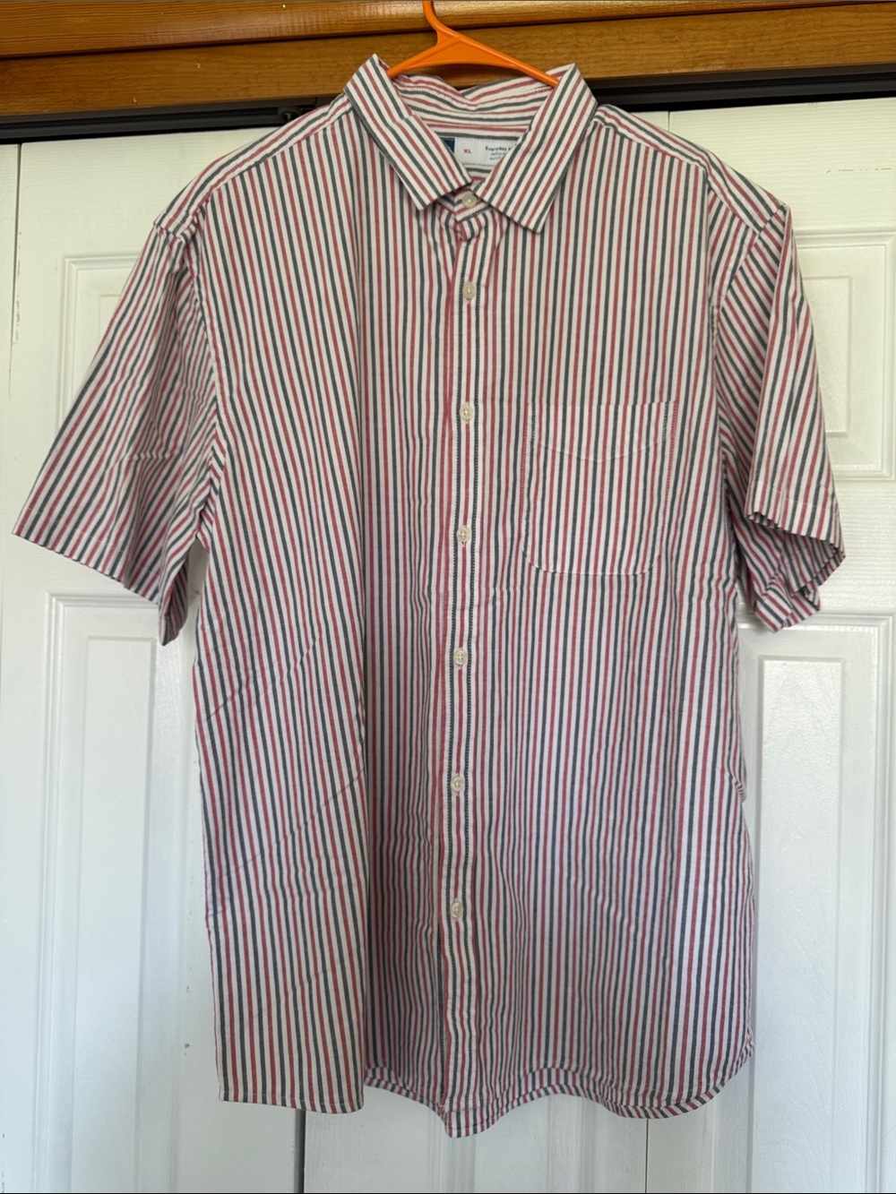 Old Navy Short-Sleeve Striped Button-Down Shirt - Red & Blue & White
